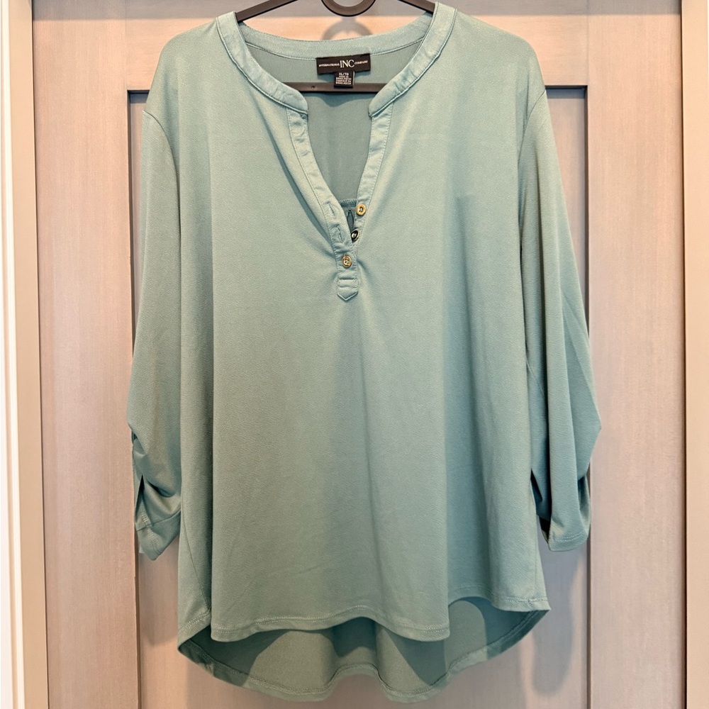 INC International Concepts Mint Green Henley Top
